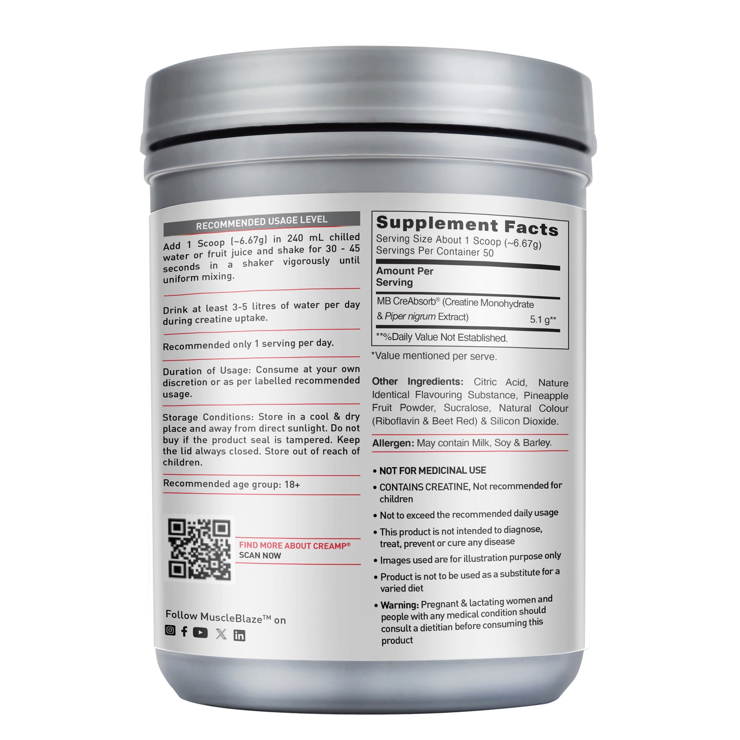 MuscleBlaze Creatine Monohydrate CreAMP